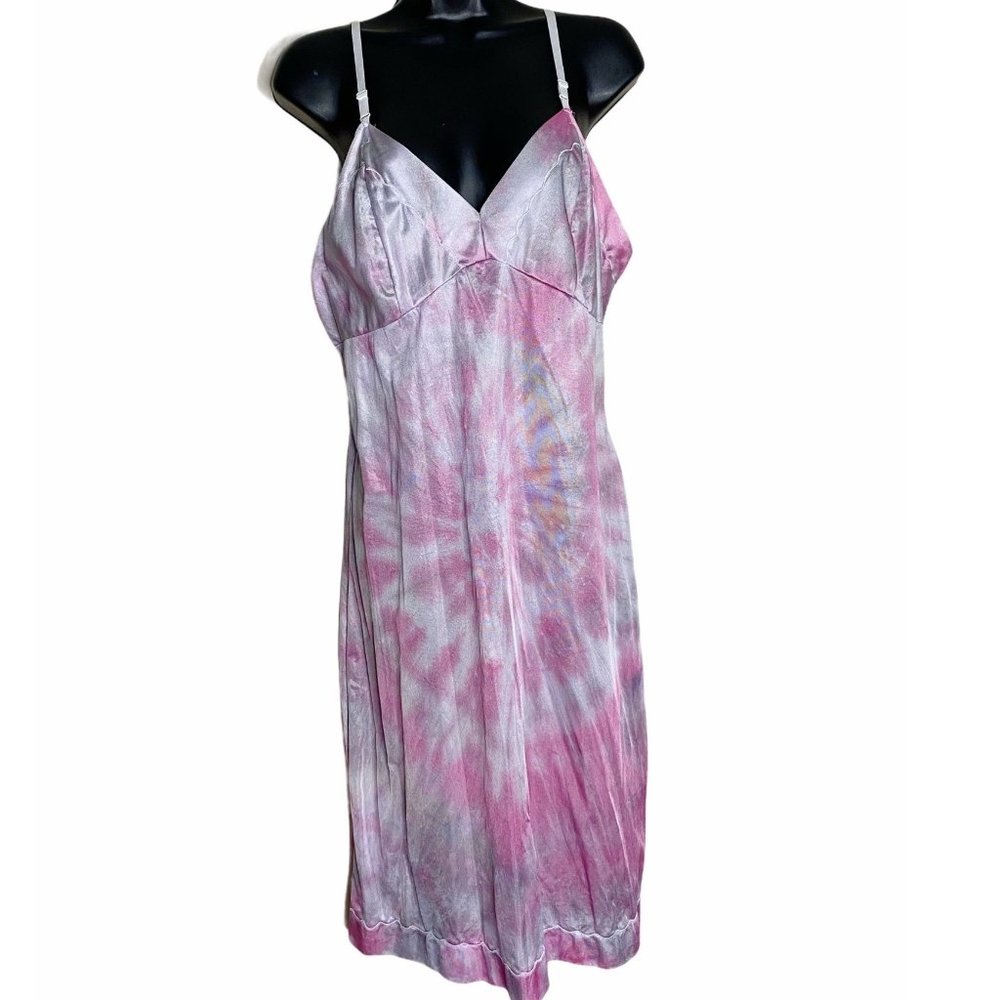 Vintage Tie Dye Boho Nylon Slip Long Size M/L